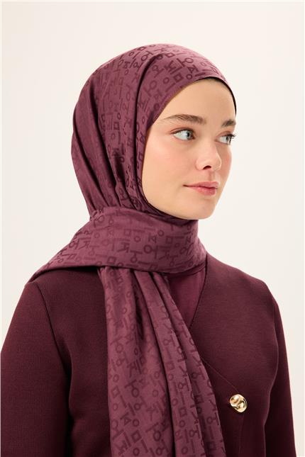 Pamuk Polyester Liva Şal Mürdüm Nefes Alan Dokulu 90x200