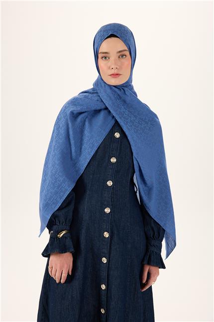 Pamuk Polyester Liva Şal İndigo Nefes Alan Dokulu 90x200