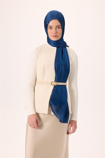 Silk Home Janjan Tek Taraflı Şal Parlak Dokulu Gece Mavi 75x200