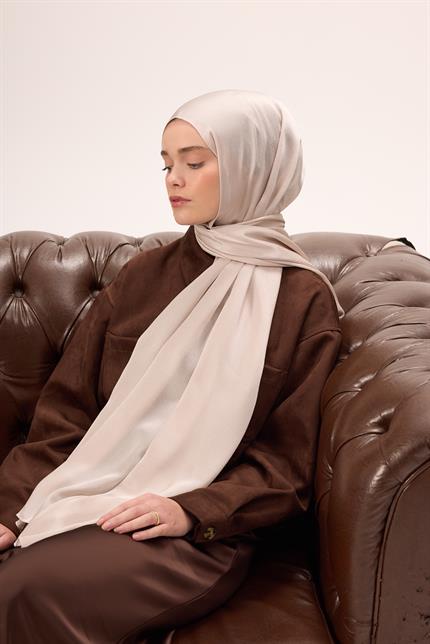 Silk Home Janjan Tek Taraflı Şal Parlak Dokulu Bej 75x200
