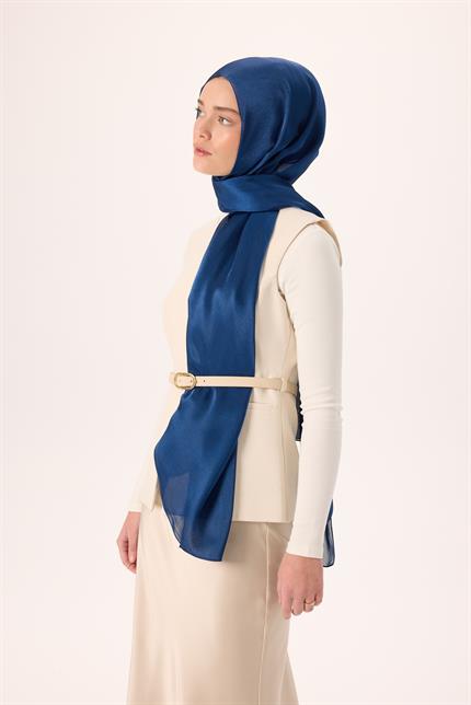 Silk Home Janjan Tek Taraflı Şal Parlak Dokulu Gece Mavi 75x200