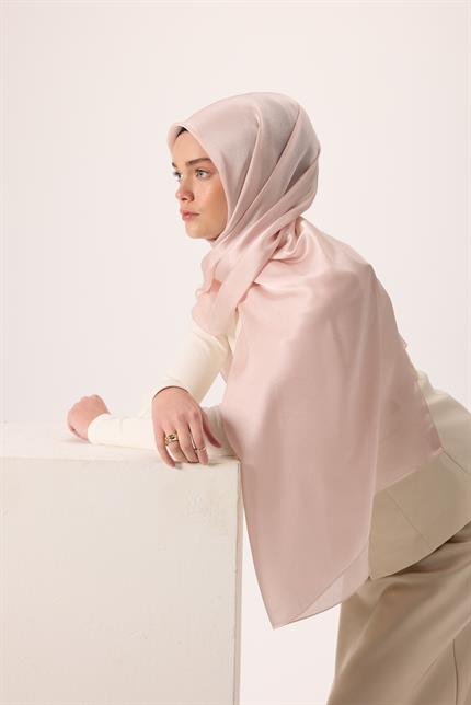 Silk Home Janjan Tek Taraflı Şal Parlak Dokulu Pudra Pembe 75x200