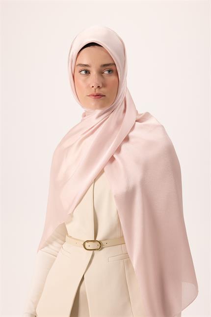 Silk Home Janjan Tek Taraflı Şal Parlak Dokulu Pudra Pembe 75x200