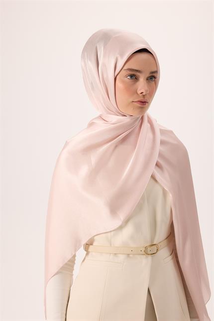 Silk Home Janjan Tek Taraflı Şal Parlak Dokulu Pudra Pembe 75x200