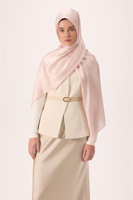 Silk Home Janjan Tek Taraflı Şal Parlak Dokulu Pudra Pembe 75x200