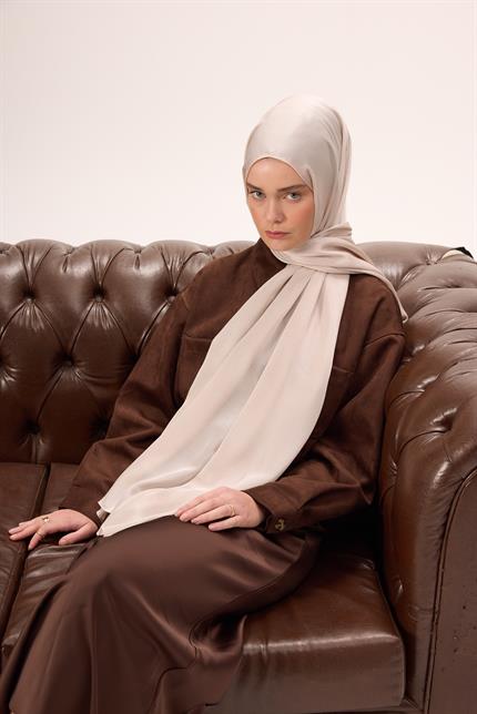 Silk Home Janjan Tek Taraflı Şal Parlak Dokulu Bej 75x200