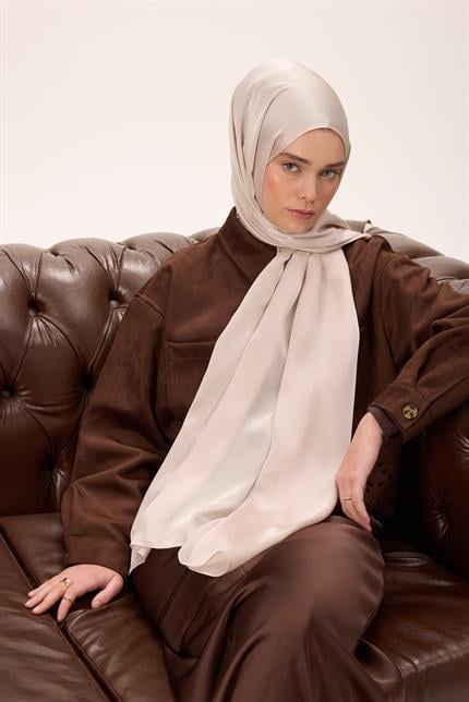 Silk Home Janjan Tek Taraflı Şal Parlak Dokulu Bej 75x200