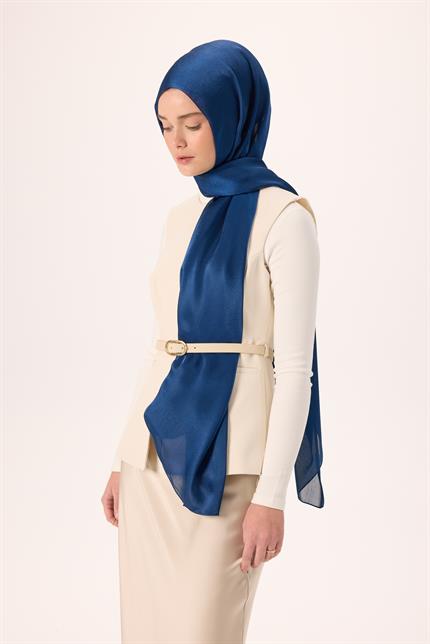 Silk Home Janjan Tek Taraflı Şal Parlak Dokulu Gece Mavi 75x200