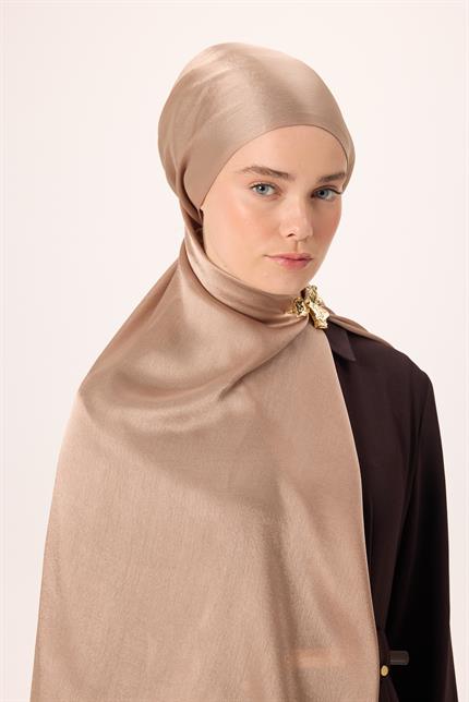 Silk Home Janjan Tek Taraflı Şal Parlak Dokulu Sütlü Kahve 75x200