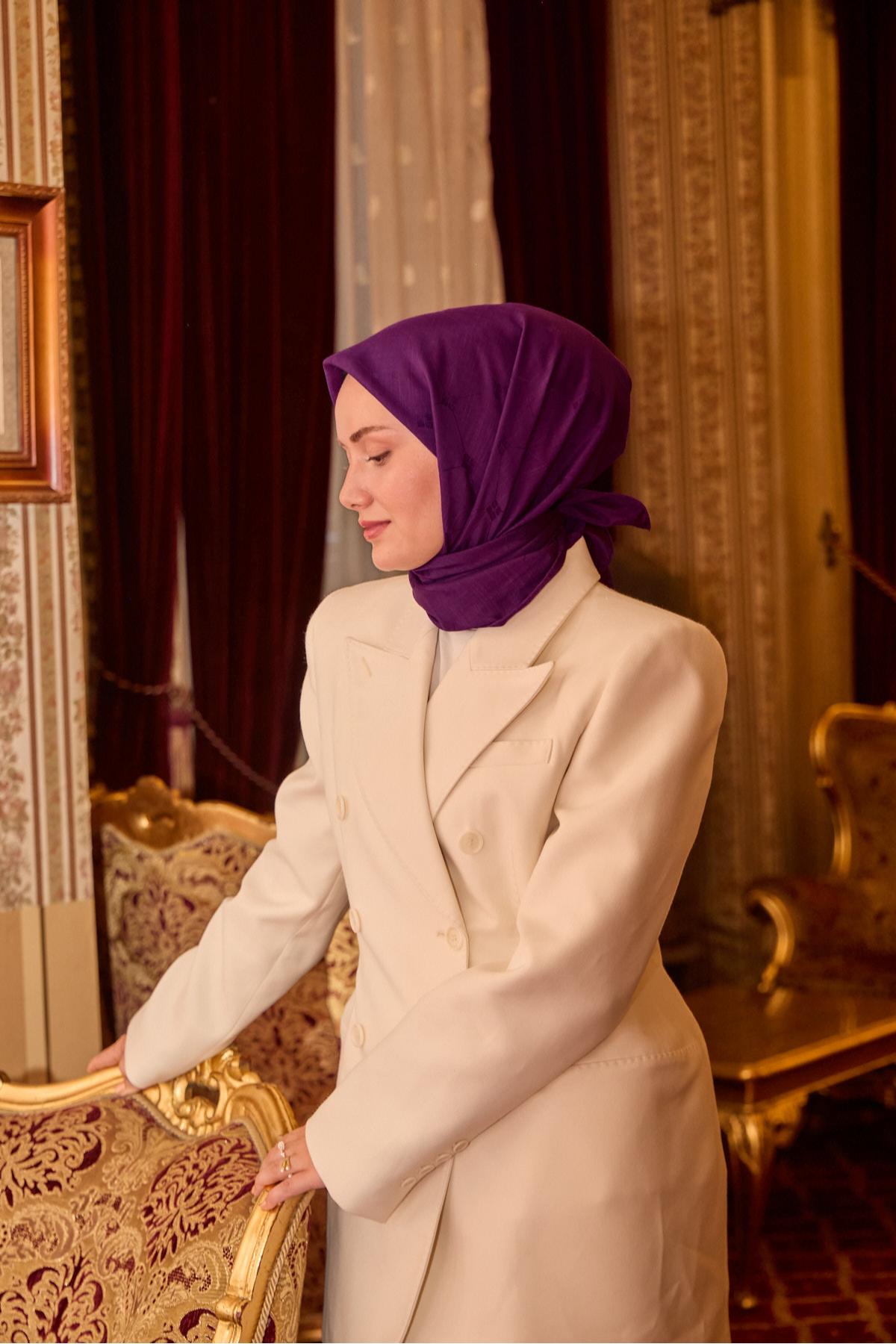 Silk Home EşarpMonogram Pamuk İpek Eşarp 130001-04