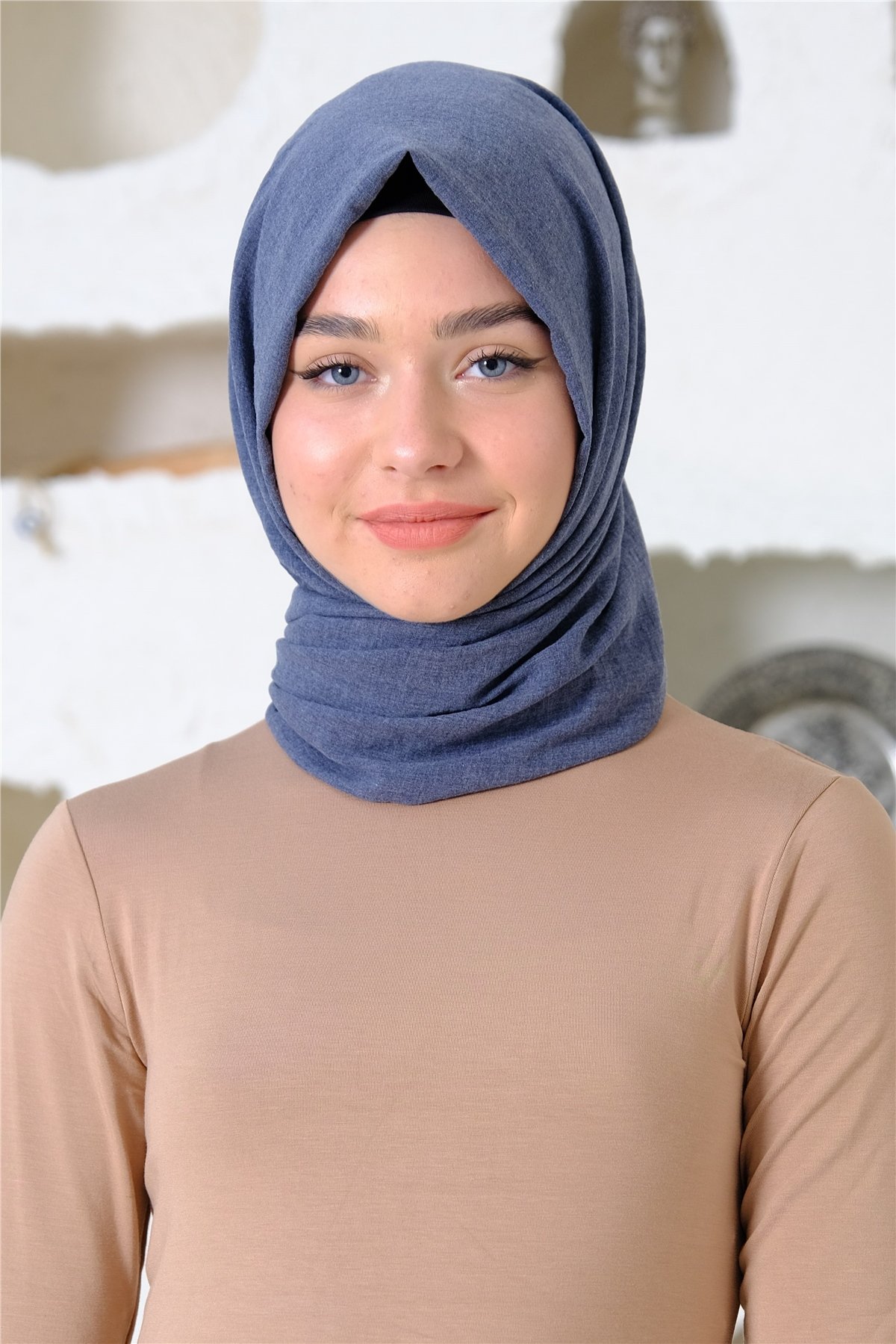 Silk Home Maxi Koton Şal Kot Mavi 70001-25