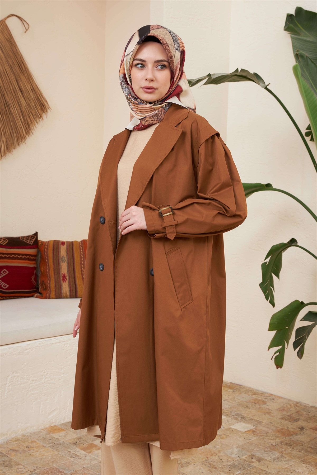 Silk Home Retro Trençkot Taba T10003-01