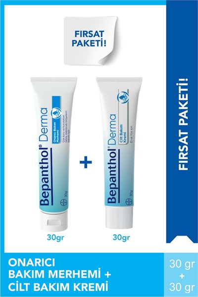 Bepanthol Derma Onarıcı Bakım Merhemi 30 gr + Derma Cilt Bakım Kremi 30 gr