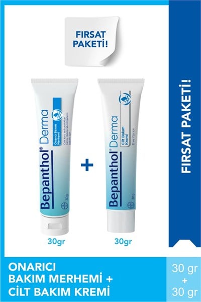 Bepanthol Derma Onarıcı Bakım Merhemi 30 gr + Derma Cilt Bakım Kremi 30 gr