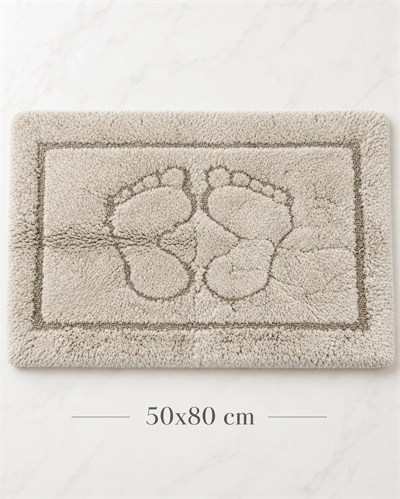 Barano Yussi Açık Bej 50x80 Ayak Desenli Banyo Paspası