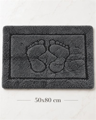 Barano Yussi Antrasit 50x80 Ayak Desenli Banyo Paspası
