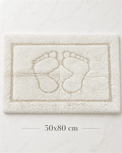 Barano Yussi Beyaz 50x80 Ayak Desenli Banyo Paspası