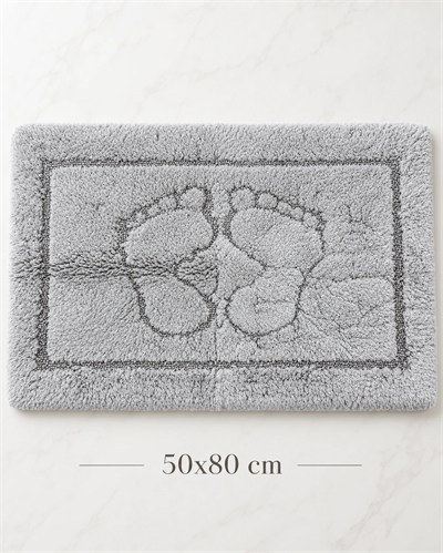 Barano Yussi Gri 50x80 Ayak Desenli Banyo Paspası