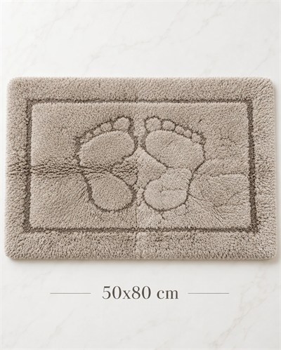 Barano Yussi Koyu Bej 50x80 Ayak Desenli Banyo Paspası