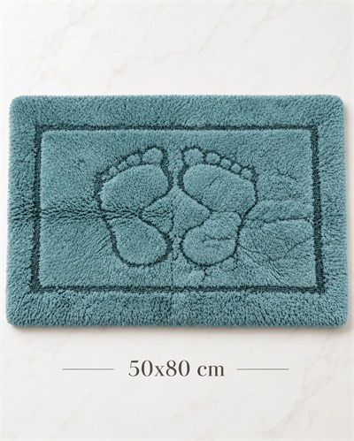 Barano Yussi Turkuaz 50x80 Ayak Desenli Banyo Paspası