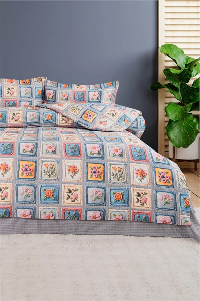 Colors 3D Baskı (Kabartma Değil) Patchwork Çift Kişilik Nevresim Takımı