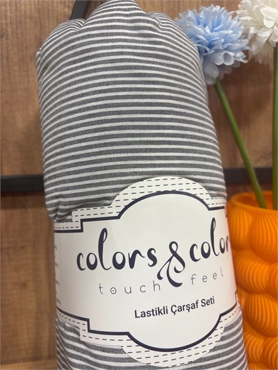 Colors Çift Kişilik Çizgili Lastikli Çarşaf Seti 160x200+30