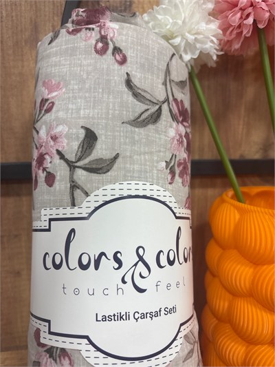 Colors Çift Kişilik Kiraz Çiçekli Lastikli Çarşaf Seti 160x200+30
