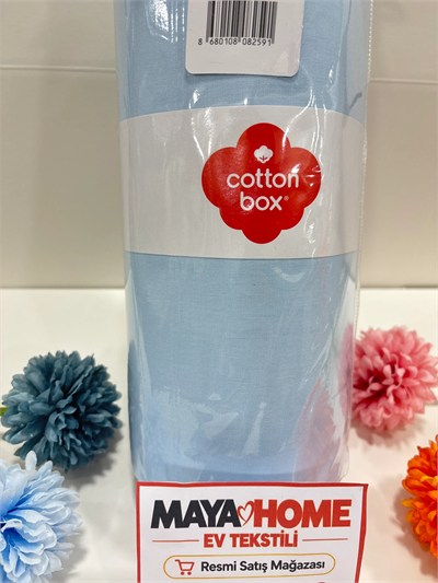 Cotton Box Açık Mavi Battal Çift Kişilik Lastikli Çarşaf Seti 180x200