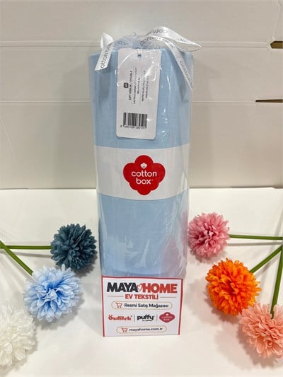 Cotton Box Açık Mavi Battal Çift Kişilik Lastikli Çarşaf Seti 180x200