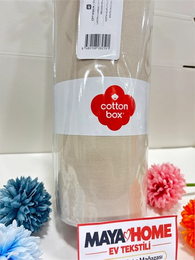 Cotton Box Bej Battal Çift Kişilik Lastikli Çarşaf Seti 180x200