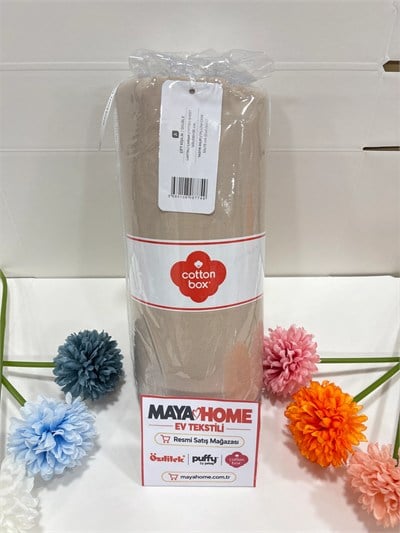 Cotton Box Deluxe Bej Tensel Çift Kişilik Lastikli Çarşaf Seti 160x200+30