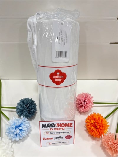 Cotton Box Deluxe Beyaz Tensel Çift Kişilik Lastikli Çarşaf Seti 160x200+30