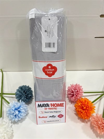 Cotton Box Deluxe Gri Tensel Çift Kişilik Lastikli Çarşaf Seti 160x200+30
