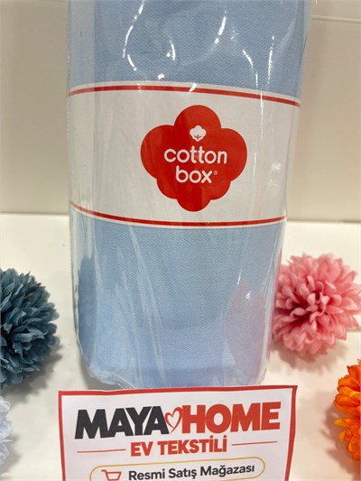 Cotton Box Deluxe Mavi Tensel Çift Kişilik Lastikli Çarşaf Seti 160x200+30