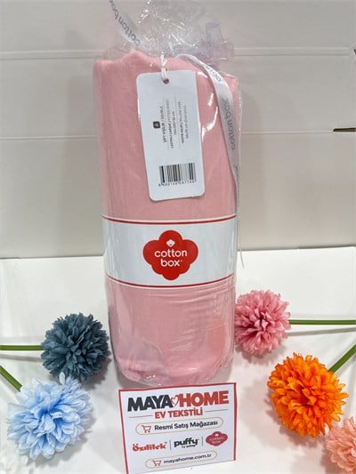 Cotton Box Deluxe Pembe Tensel Çift Kişilik Lastikli Çarşaf Seti 160x200+30