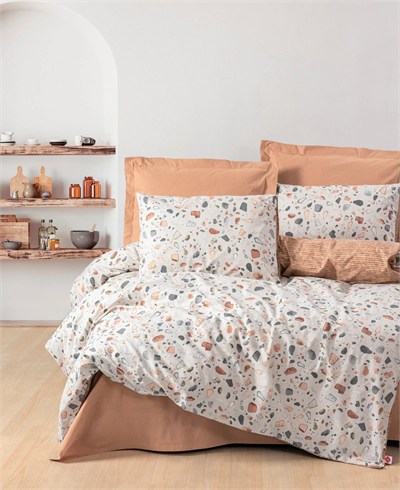 Cotton Box Oniks Karamel Çarşafı Lastikli Tek Kişilik Nevresim Takımı