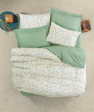 Cotton Box Tek Kişilik Lastikli Çarşaflı Nevresim Takımı Lola Yeşil