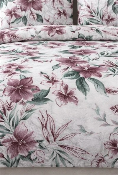 Maya Concept Purple Leaf Lastikli Tek Kişilik Nevresim Takımı