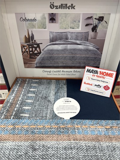 Özdilek Colorado Tek Kişilik Lastikli Çarşaf Denim Nevresim Takımı