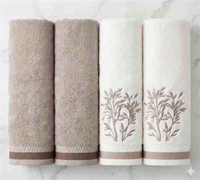 ÖZDİLEK NEV BORDADO BEST HAMAM SET 4 PARÇA BEJ KREM
