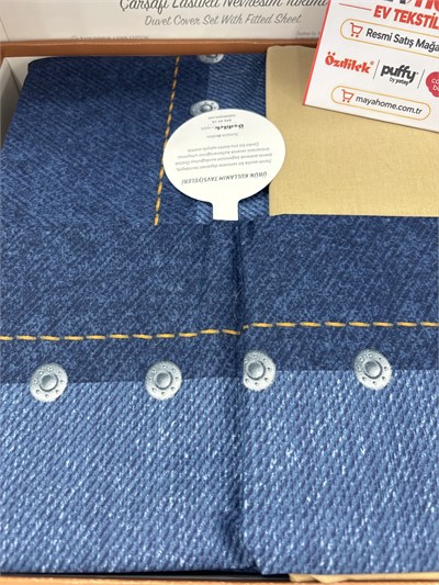 Özdilek Oregon Tek Kişilik Lastikli Çarşaf Denim Nevresim Takımı