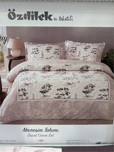 Özdilek Toile de Jouy Pudra Çift Kişilik Pamuk Nevresim Takımı