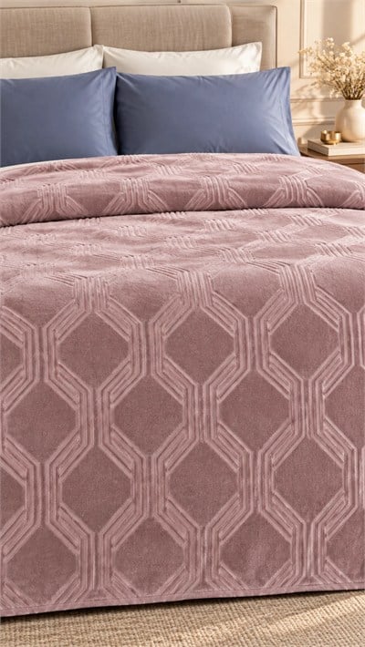 Özdilek Trendy Cameo Brown Art Deco Çift Kişilik Battaniye 220x240