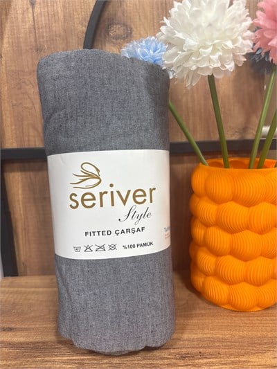 Seriver Çift Kişilik Antrasit Lastikli Çarşaf Seti 160x200+30
