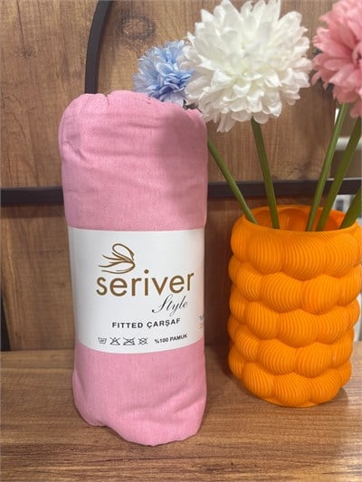 Seriver Çift Kişilik Pembe Lastikli Çarşaf Seti 160x200+30