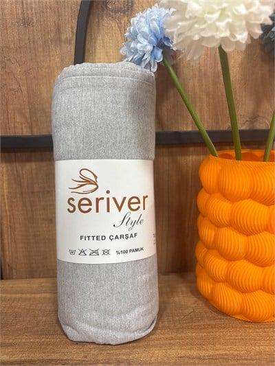 Seriver Tek Kişilik Gri Lastikli Çarşaf Seti 100x200+30