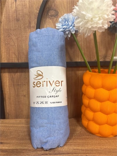 Seriver Tek Kişilik Mavi Lastikli Çarşaf Seti 100x200+30
