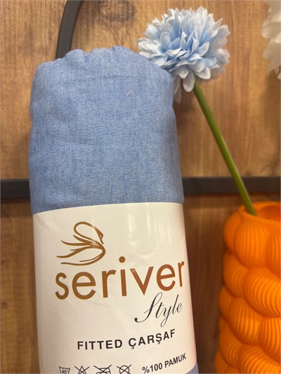 Seriver Tek Kişilik Mavi Lastikli Çarşaf Seti 100x200+30