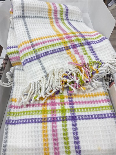 Sesli Comfort Beyaz Pembe Mor Yeşil Sarı Skoç Pamuk Örme Battaniye 200x220 Çift Kişilik Battal