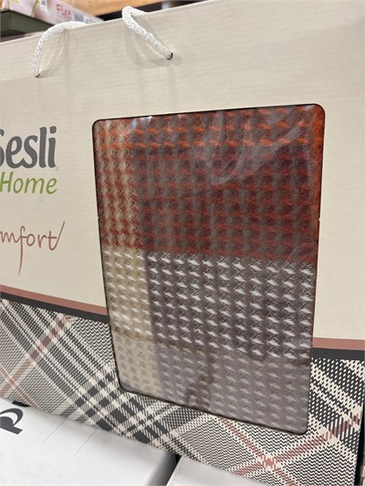 Sesli Comfort Kahve Ekose Skoç Pamuk Örme Battaniye 200x220 Çift Kişilik Battal